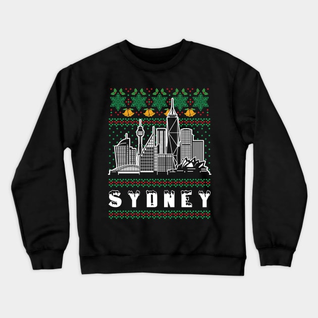 Sydney Australia Ugly Christmas Crewneck Sweatshirt by travel2xplanet